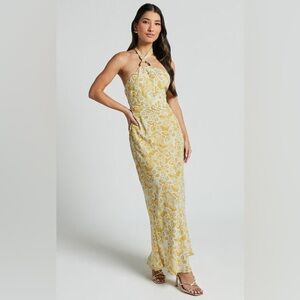 REVOLVE Yellow Floral Halter Dress